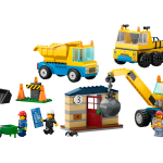 Construction Trucks and Wrecking Ball Crane